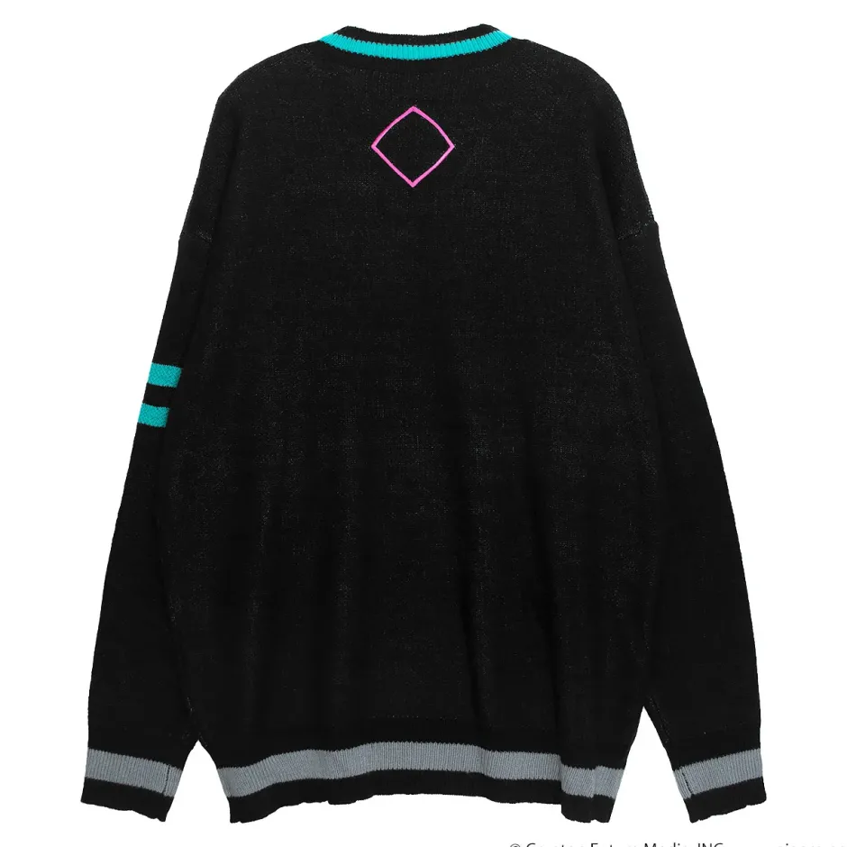 LISTEN FLAVOR Hatsune Miku V-neckline Knit Black Sale