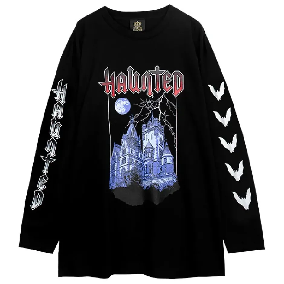 LISTEN FLAVOR Haunted Castle Long Sleeve T-Shirt Discount