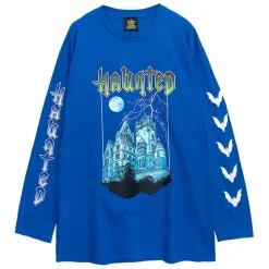 LISTEN FLAVOR Haunted Castle Long Sleeve T-Shirt Discount