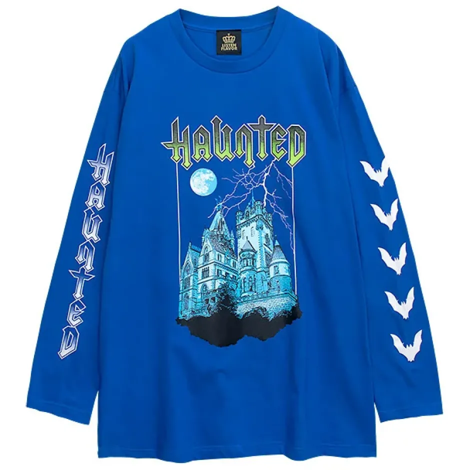LISTEN FLAVOR Haunted Castle Long Sleeve T-Shirt Discount