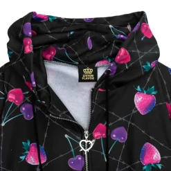 LISTEN FLAVOR Heart Cherry & Dangerous Strawberry Zip Hoodie New