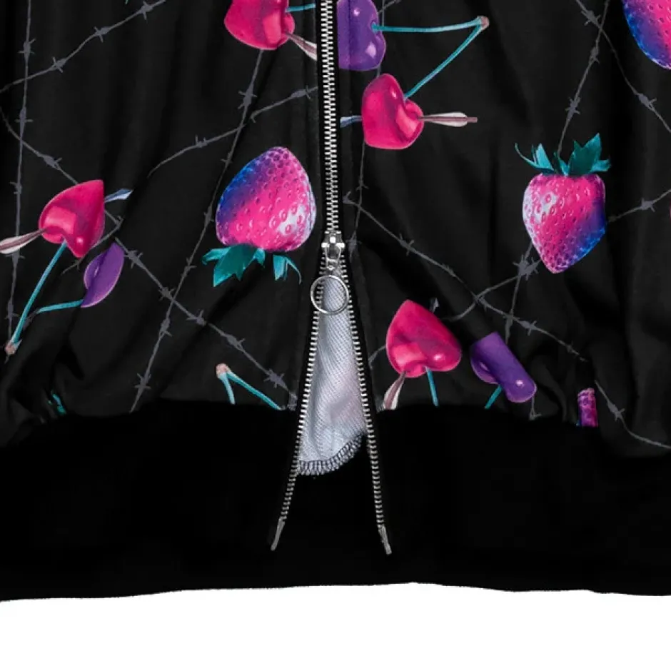 LISTEN FLAVOR Heart Cherry & Dangerous Strawberry Zip Hoodie New