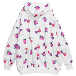 LISTEN FLAVOR Heart Cherry & Dangerous Strawberry Zip Hoodie New