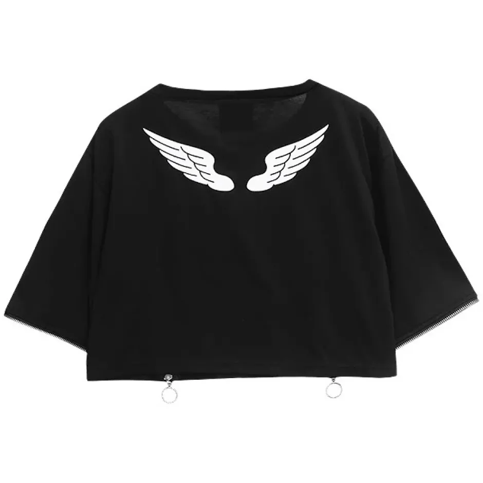 LISTEN FLAVOR Heart Padlock Zip Sleeve Top Hot