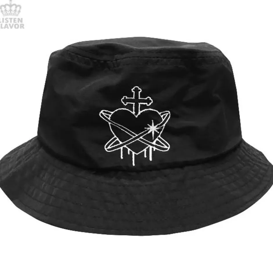Hats & Caps>LISTEN FLAVOR Heart Planet Bucket Hat