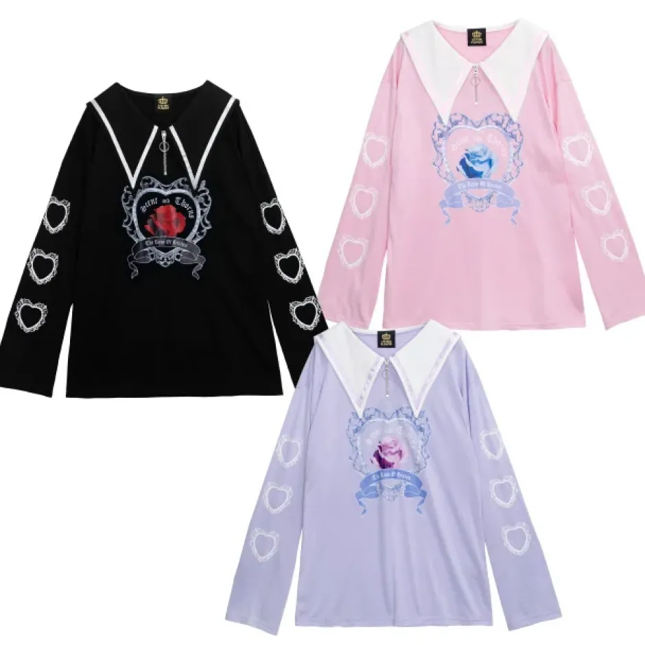 Tops>LISTEN FLAVOR Heaven Rose Sailor Top