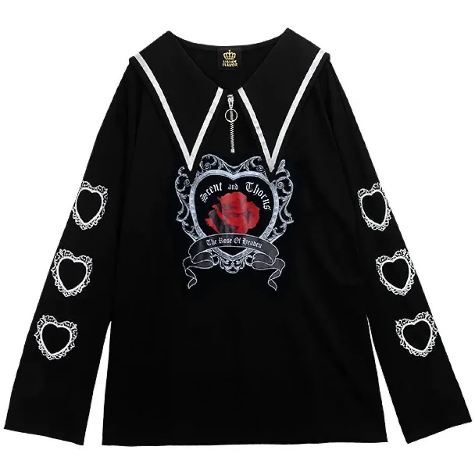 Tops>LISTEN FLAVOR Heaven Rose Sailor Top