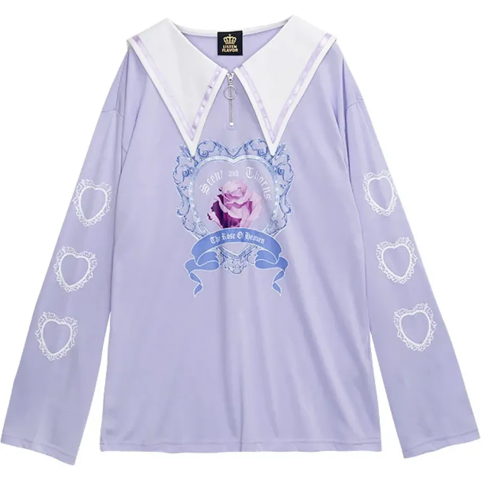 Tops>LISTEN FLAVOR Heaven Rose Sailor Top