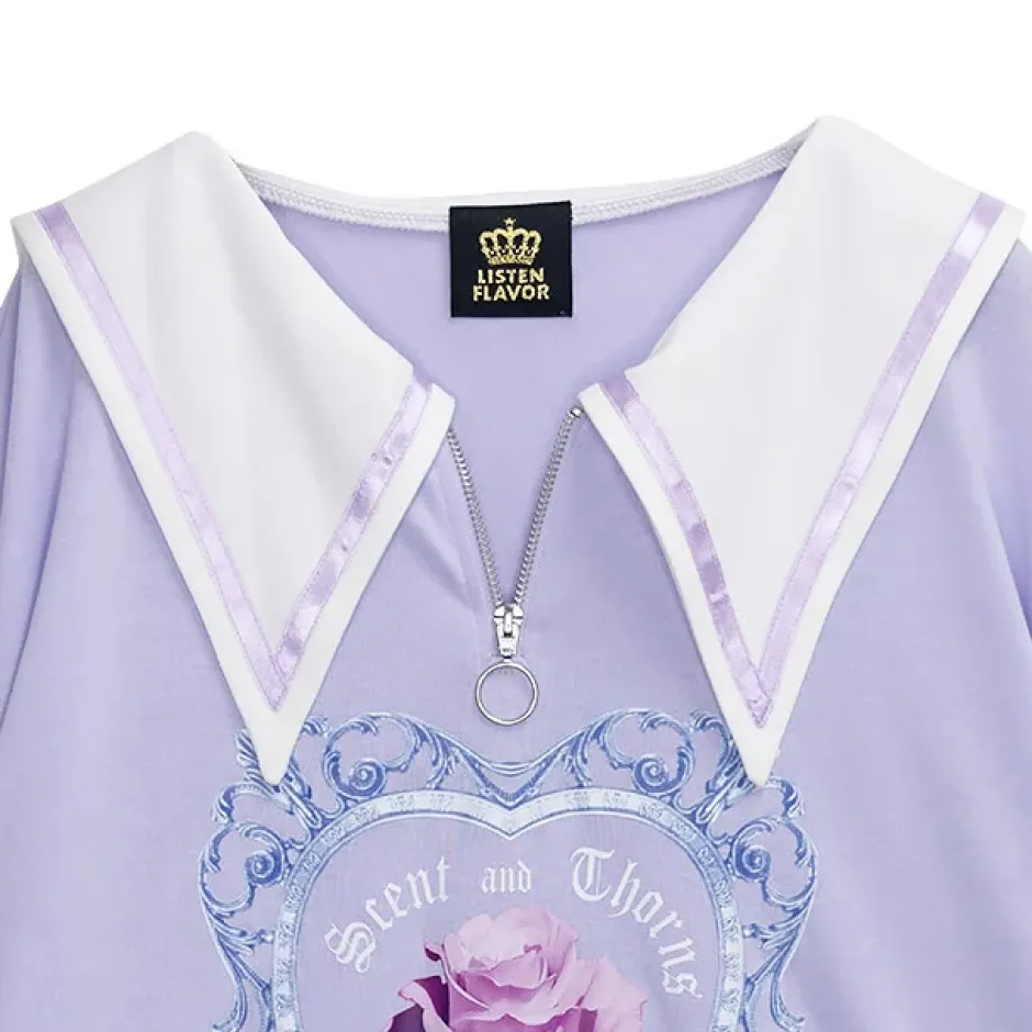 Tops>LISTEN FLAVOR Heaven Rose Sailor Top