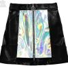 LISTEN FLAVOR Holographic Faux Leather Trapezoid Skirt Sale