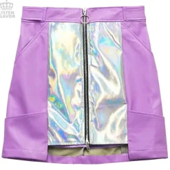 LISTEN FLAVOR Holographic Faux Leather Trapezoid Skirt Sale