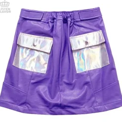LISTEN FLAVOR Holographic Faux Leather Trapezoid Skirt Sale