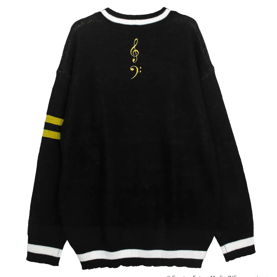 Tops>LISTEN FLAVOR Kagamine Rin & Len V-neckline Knit Black