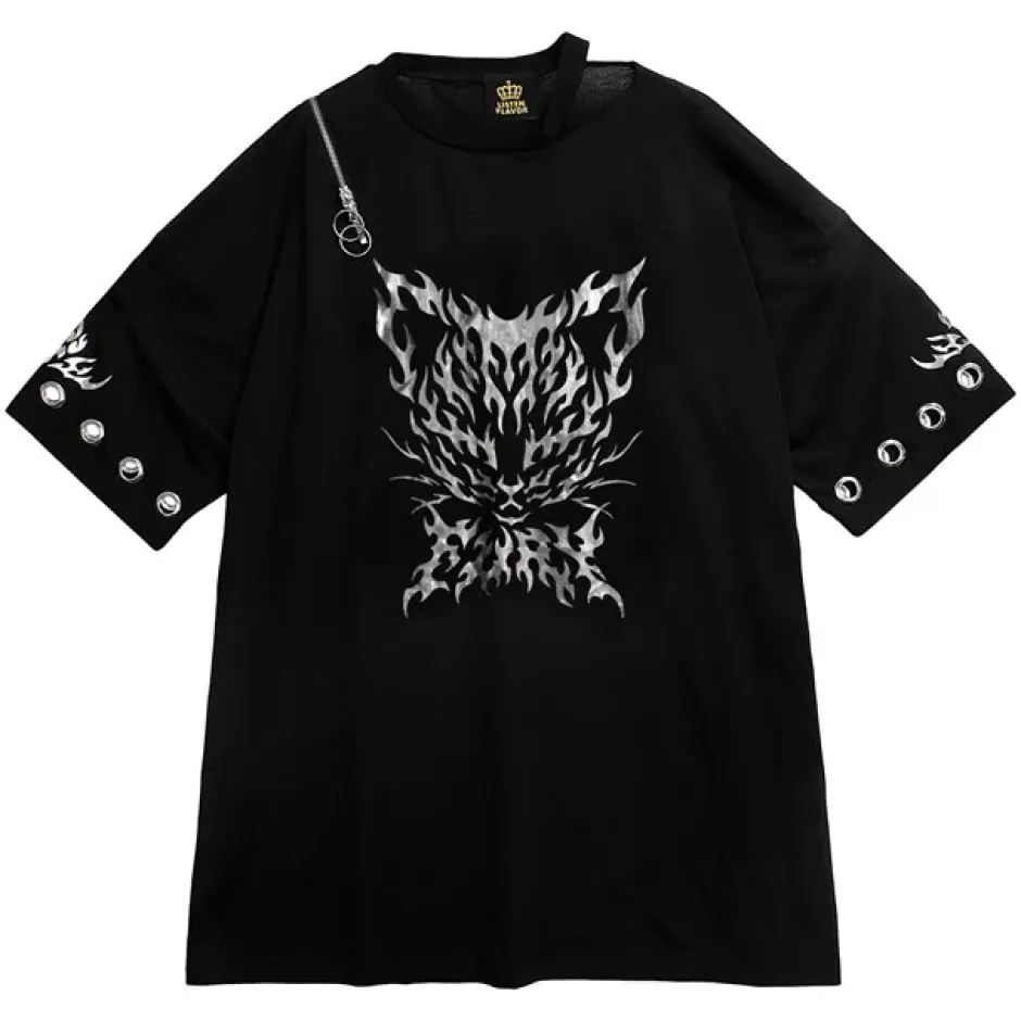 Tops>LISTEN FLAVOR Kirakira Neko Slit Big Top