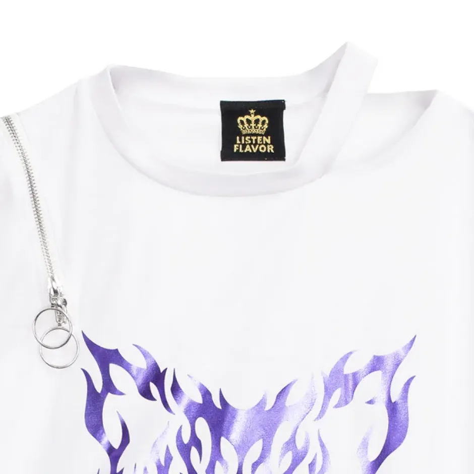Tops>LISTEN FLAVOR Kirakira Neko Slit Big Top