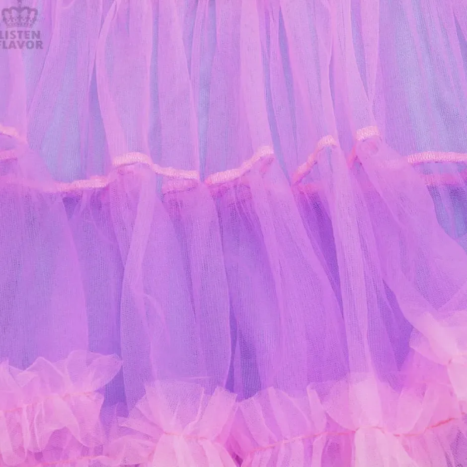 LISTEN FLAVOR Lace-up Tulle Frill Skirt Hot