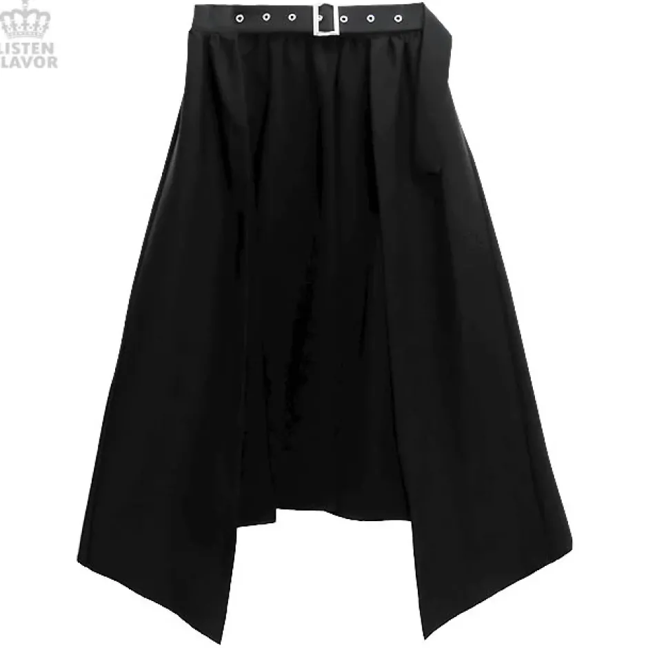 Bottoms>LISTEN FLAVOR Layered Hemline Skirt w/ Shorts