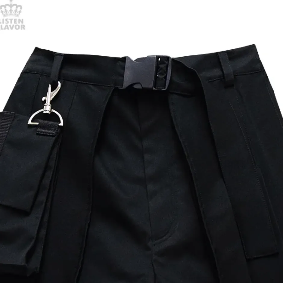 LISTEN FLAVOR Layered Pleated Flap Skirt w/ Shorts and Detachable Pocket New