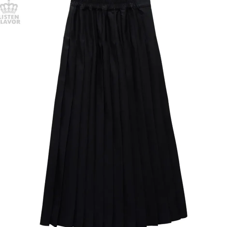 LISTEN FLAVOR Layered Pleated Long Flap Skirt w/ Shorts Discount