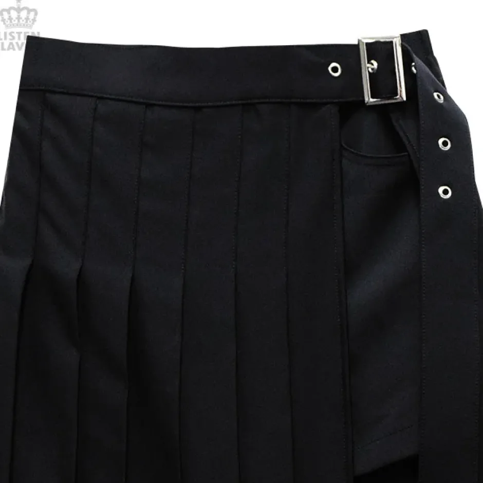 LISTEN FLAVOR Layered Pleated Long Flap Skirt w/ Shorts Discount