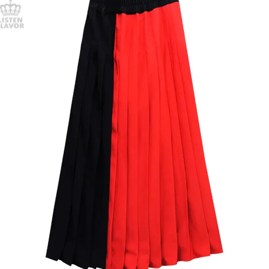 LISTEN FLAVOR Layered Pleated Long Flap Skirt w/ Shorts Discount