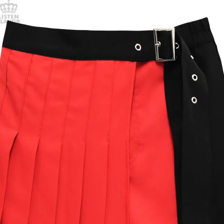 LISTEN FLAVOR Layered Pleated Long Flap Skirt w/ Shorts Discount