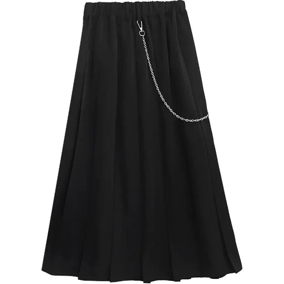 Bottoms>LISTEN FLAVOR Layered-Style Pleated Skirt w/ Chain