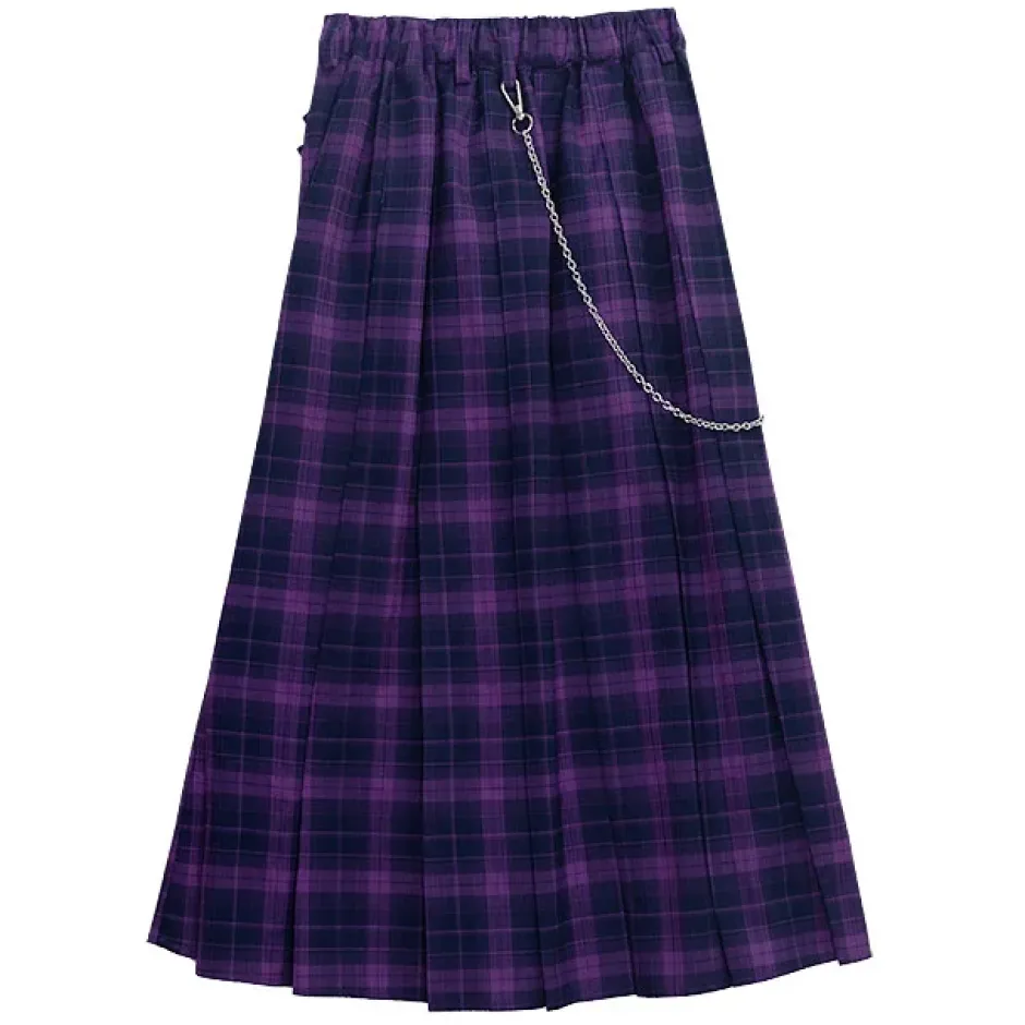 Bottoms>LISTEN FLAVOR Layered-Style Pleated Skirt w/ Chain