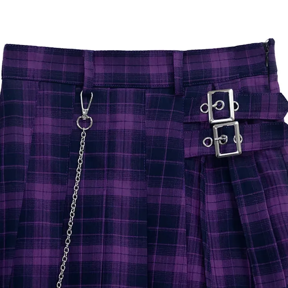 Bottoms>LISTEN FLAVOR Layered-Style Pleated Skirt w/ Chain