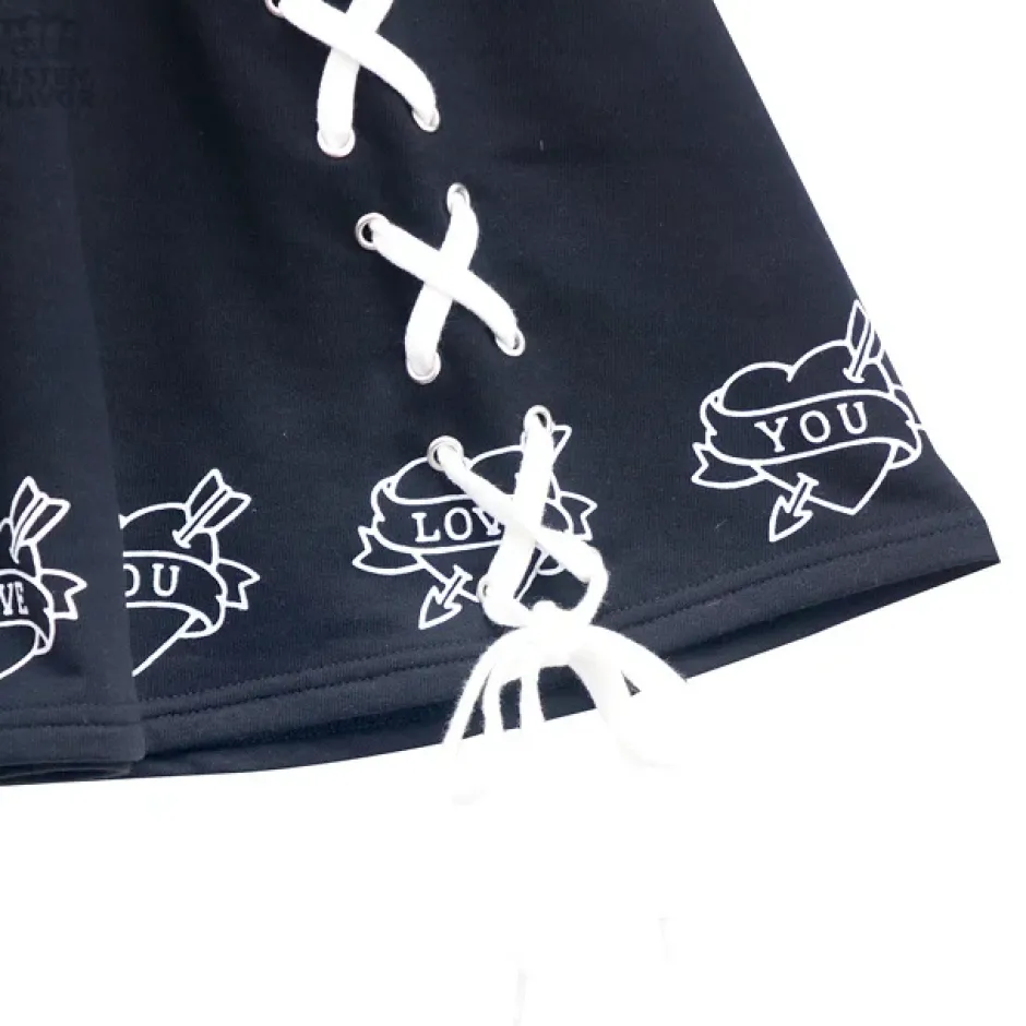 Bottoms>LISTEN FLAVOR Love Heart Lace-Up Circular Skirt