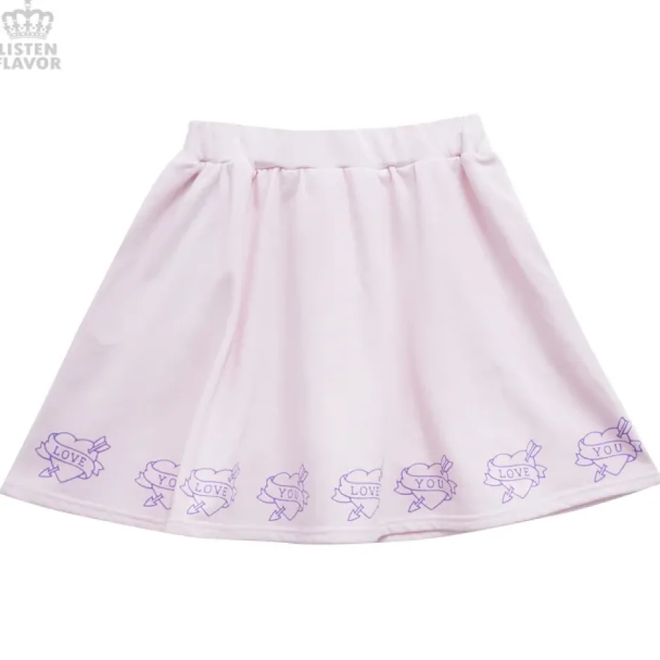 Bottoms>LISTEN FLAVOR Love Heart Lace-Up Circular Skirt