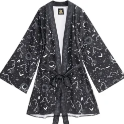 Jackets & Hoodies>LISTEN FLAVOR Magical Night Black Kimono Robe