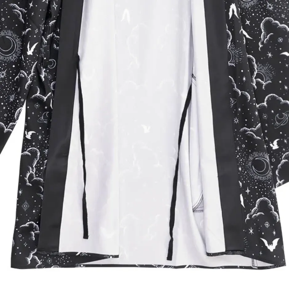 Jackets & Hoodies>LISTEN FLAVOR Magical Night Black Kimono Robe