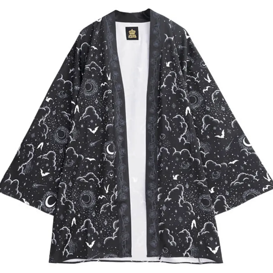 Jackets & Hoodies>LISTEN FLAVOR Magical Night Black Kimono Robe