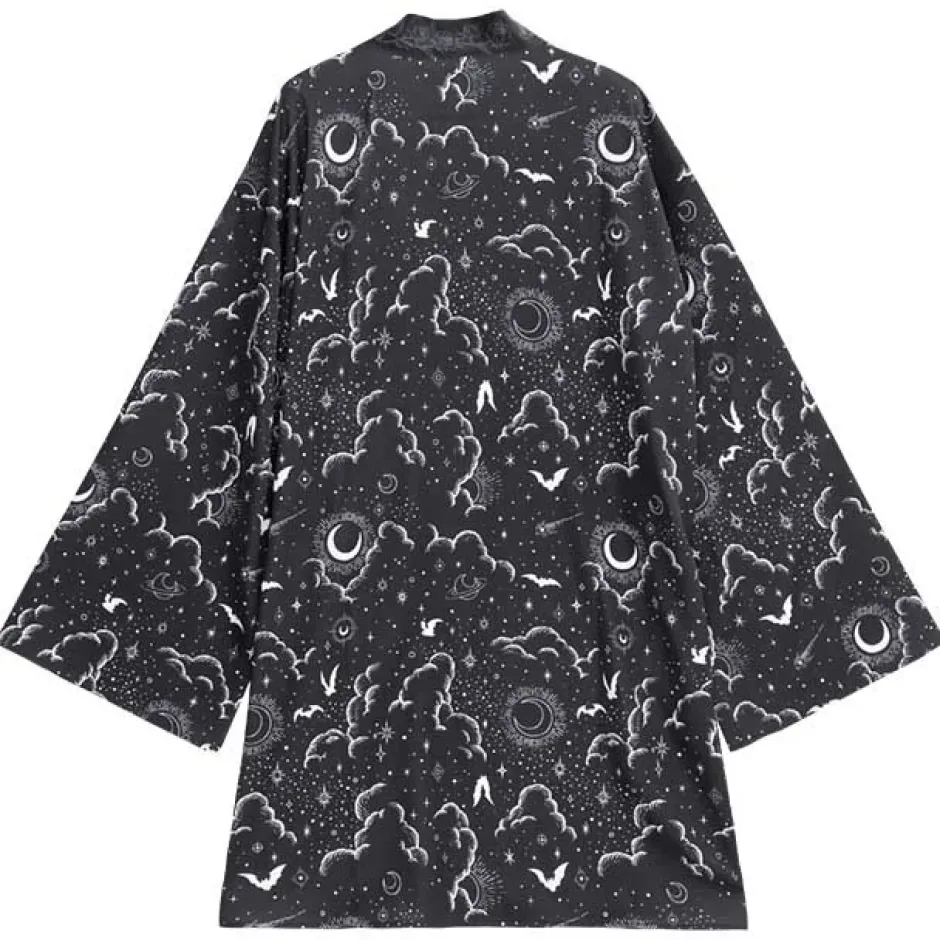 Jackets & Hoodies>LISTEN FLAVOR Magical Night Black Kimono Robe