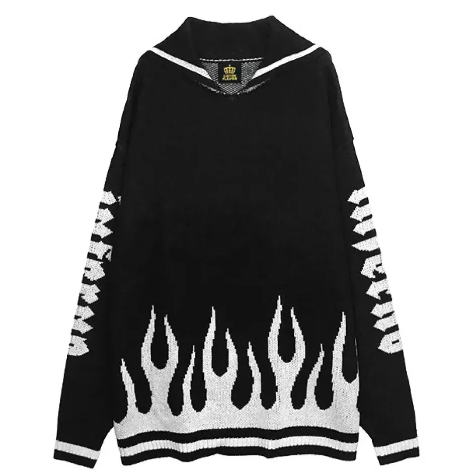 Tops>LISTEN FLAVOR Magic Flame Sailor Knit