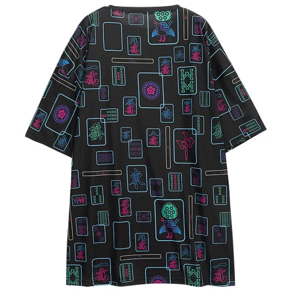 LISTEN FLAVOR Mahjong Full Graphic Big T-Shirt Discount