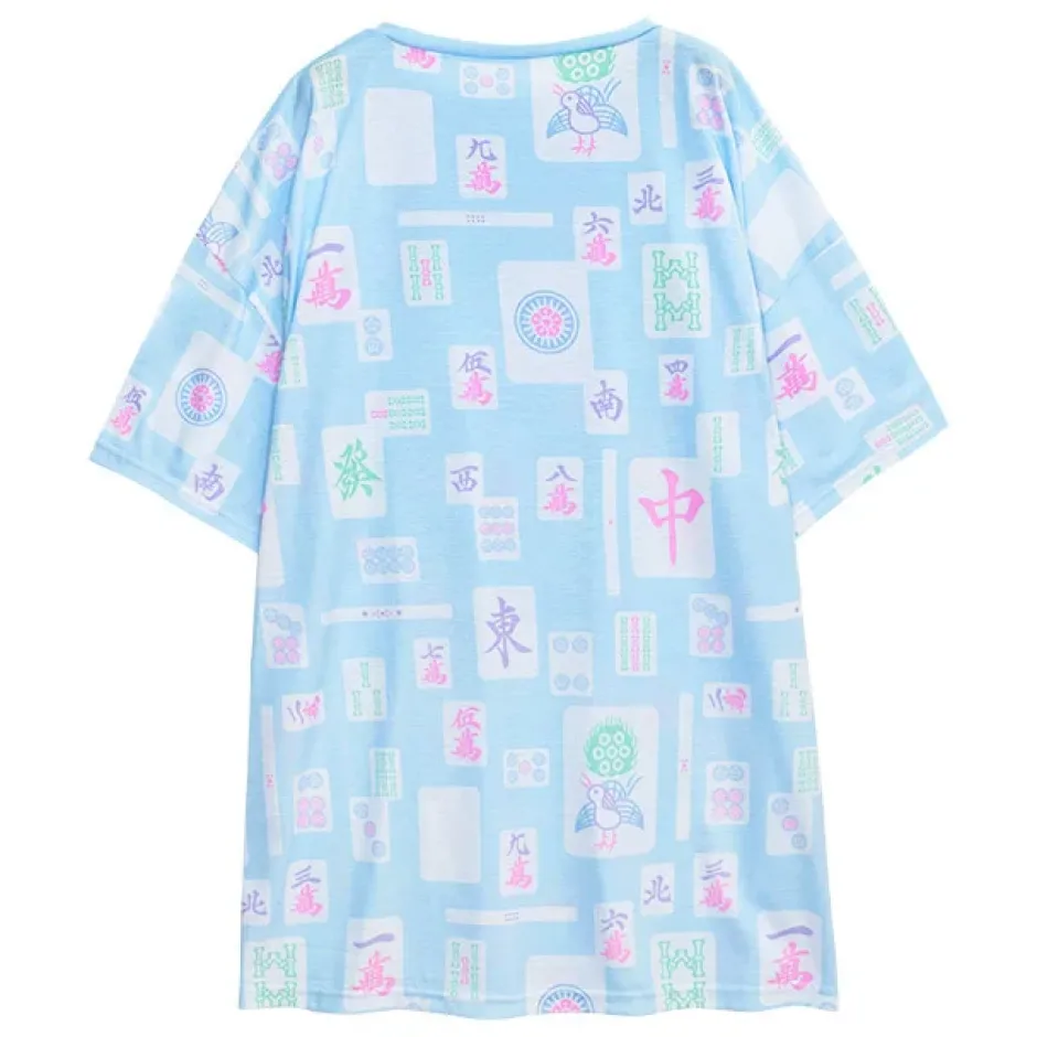 LISTEN FLAVOR Mahjong Full Graphic Big T-Shirt Discount