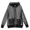 Jackets & Hoodies>LISTEN FLAVOR Mesh See-Though Zip Hoodie