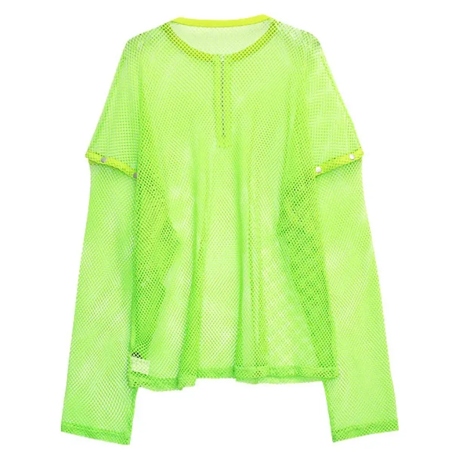 LISTEN FLAVOR Mesh 2-Way Pullover Hot
