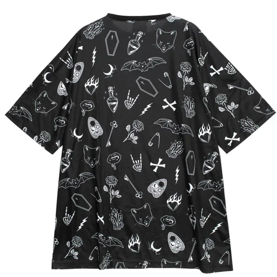 Tops>LISTEN FLAVOR Midnight Ritual Full Graphic Big T-Shirt