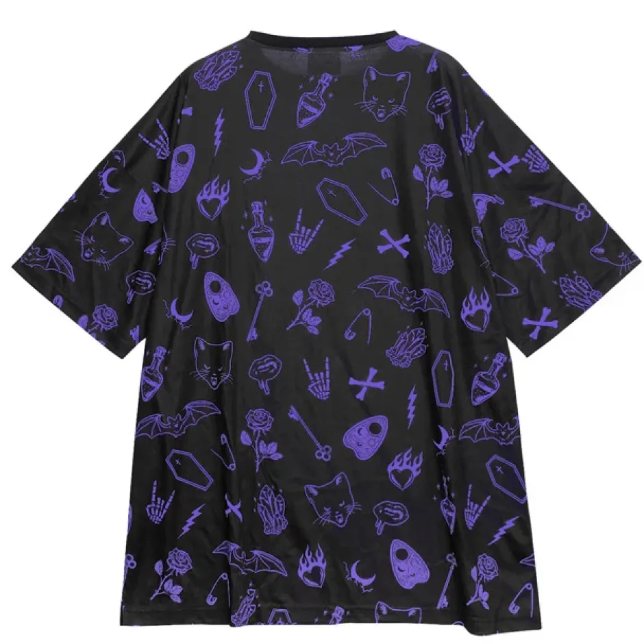 Tops>LISTEN FLAVOR Midnight Ritual Full Graphic Big T-Shirt