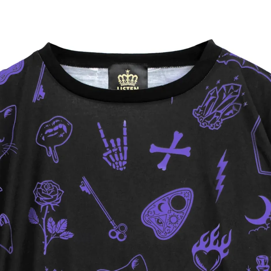 Tops>LISTEN FLAVOR Midnight Ritual Full Graphic Big T-Shirt