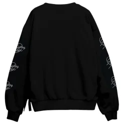 Jackets & Hoodies>LISTEN FLAVOR Moonlit Night Black Cat Lace-Up Pullover