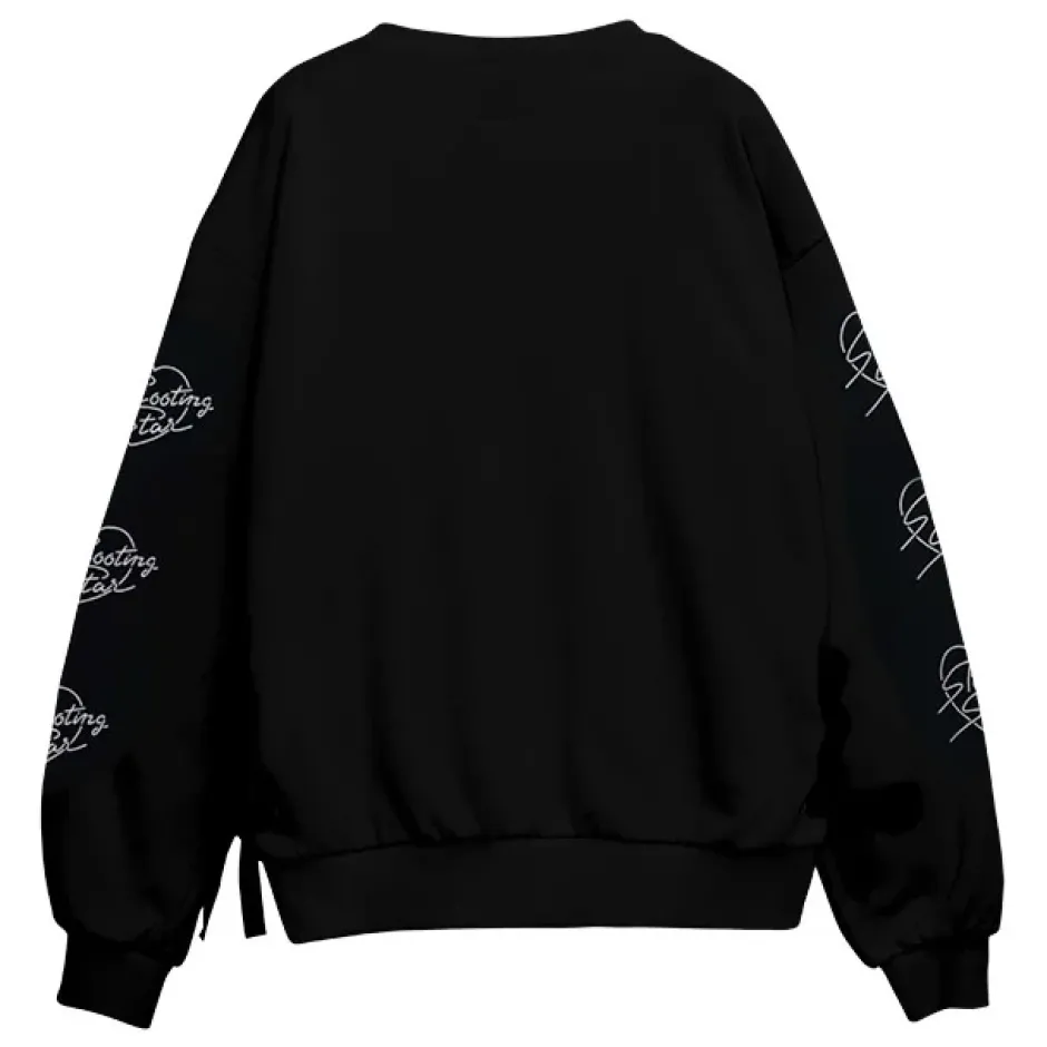 Jackets & Hoodies>LISTEN FLAVOR Moonlit Night Black Cat Lace-Up Pullover
