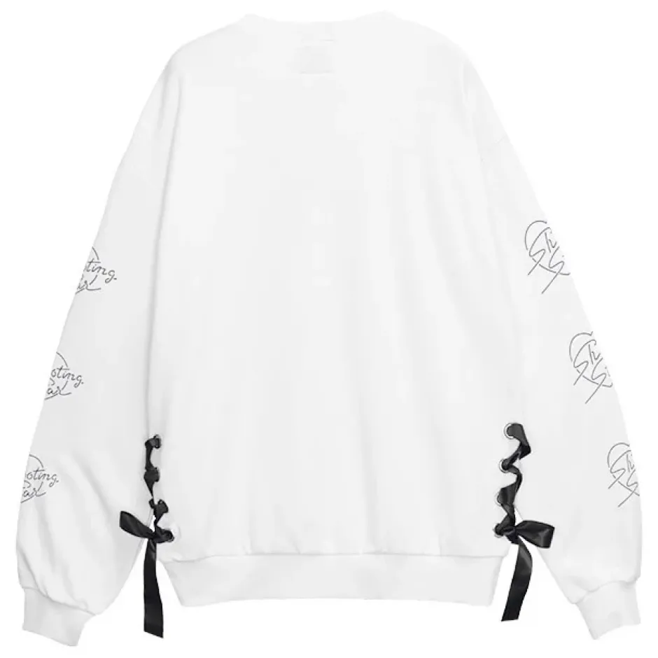 Jackets & Hoodies>LISTEN FLAVOR Moonlit Night Black Cat Lace-Up Pullover