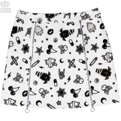 Bottoms>LISTEN FLAVOR Mysterious Pattern Zippered Skirt