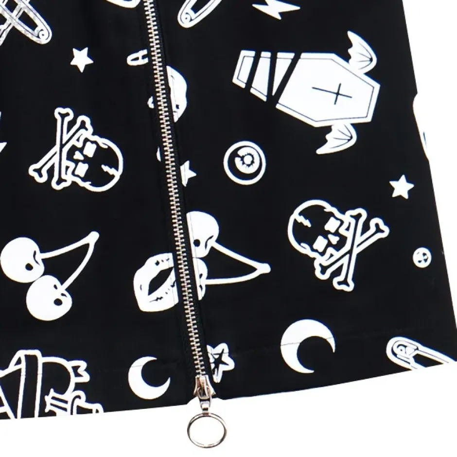 Bottoms>LISTEN FLAVOR Mysterious Pattern Zippered Skirt