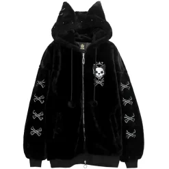 LISTEN FLAVOR Nekomimi Skull Cat Fur Blouson Online