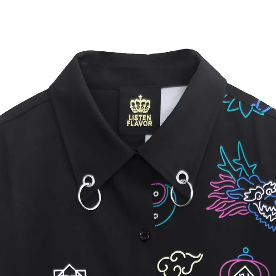 Tops>LISTEN FLAVOR Neon China Shirt